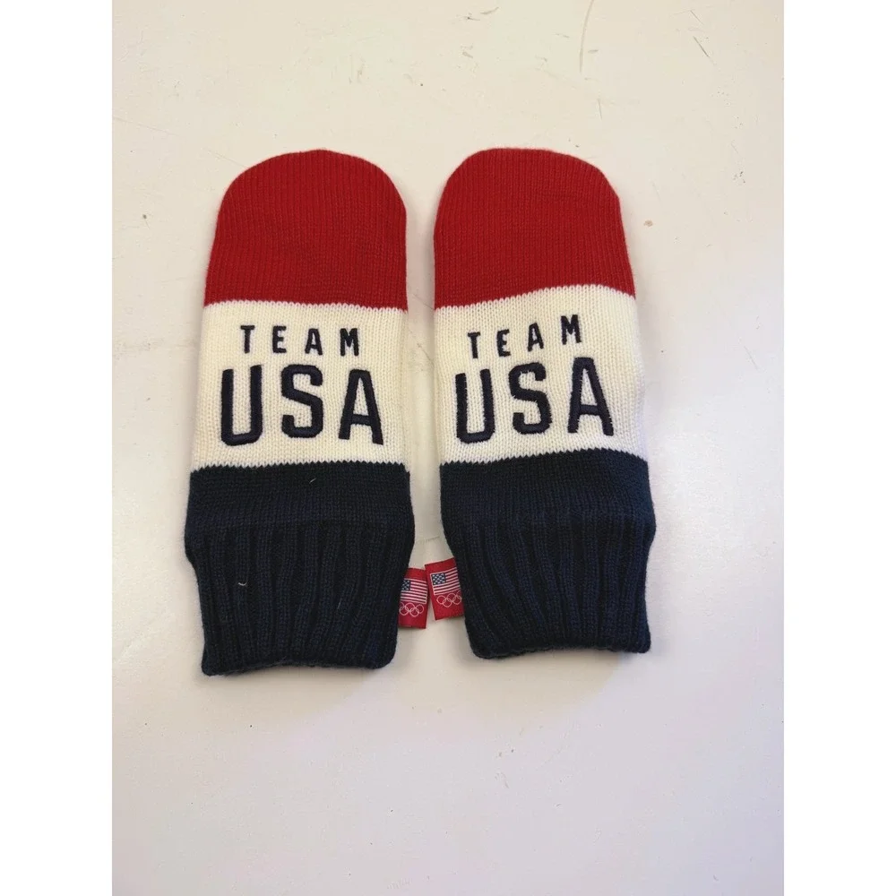 Fanatics Team USA Olympic Scarf and Mittens Set Red White Blue Winter Knit New